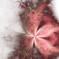 Pink feminine fractal flower, digital artwork for creative graphic design - 129681870