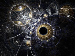 Abstract fractal sea, clockwork water pattern, digital artwork for creative graphic design - 129682244