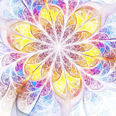 Vivid colorful fractal flower, digital artwork for creative graphic design