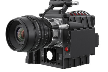 Camera video black camcorder, close view. 3D rendering