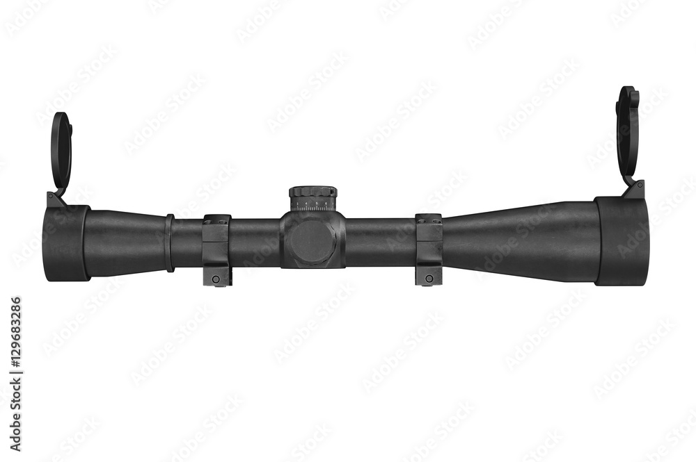 Wall mural Scope optical equipment for sniper rifle, side view. 3D rendering