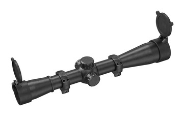 Scope optical sniper aiming device. 3D rendering