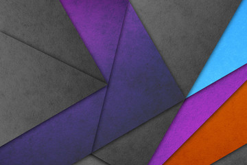 Material design wallpaper. Real paper texture. Gray shades, violet, purple, orange and blue