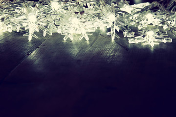 Abstract image of Christmas tree garland lights