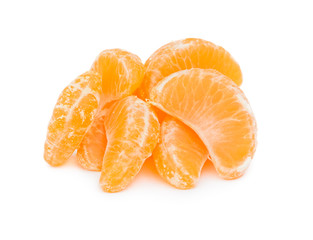 Pile of pieces of orange tangerine or mandarin isolated