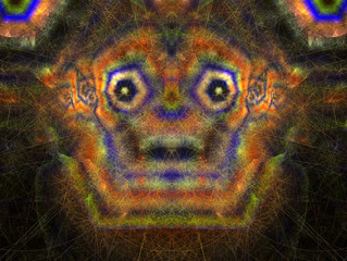 
Halloween. Abstract Magic energy multicolored fractal. 3D rendering.
