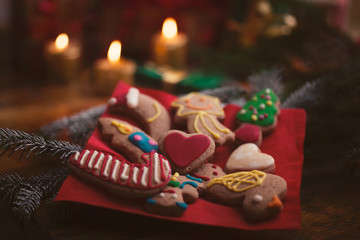 Christmas cookies and decorations - obrazy, fototapety, plakaty