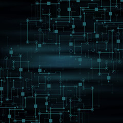 Technology and networking background . Abstract background with connecting nodes from dots and lines