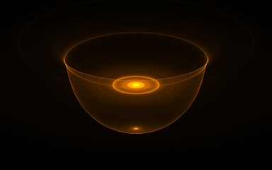 illustration of a golden cup with a bright yellow ring inside and shining down on a black background