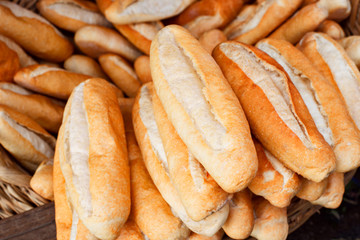 Fresh baked traditional bread. Macro. Food background.