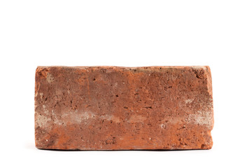 Old red brick isolated on white 