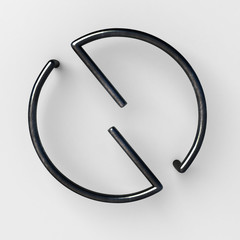 3d realistic Wire Font with shiny reflection and soft shadows. Number Zero, 0. 3d rendering isolated.