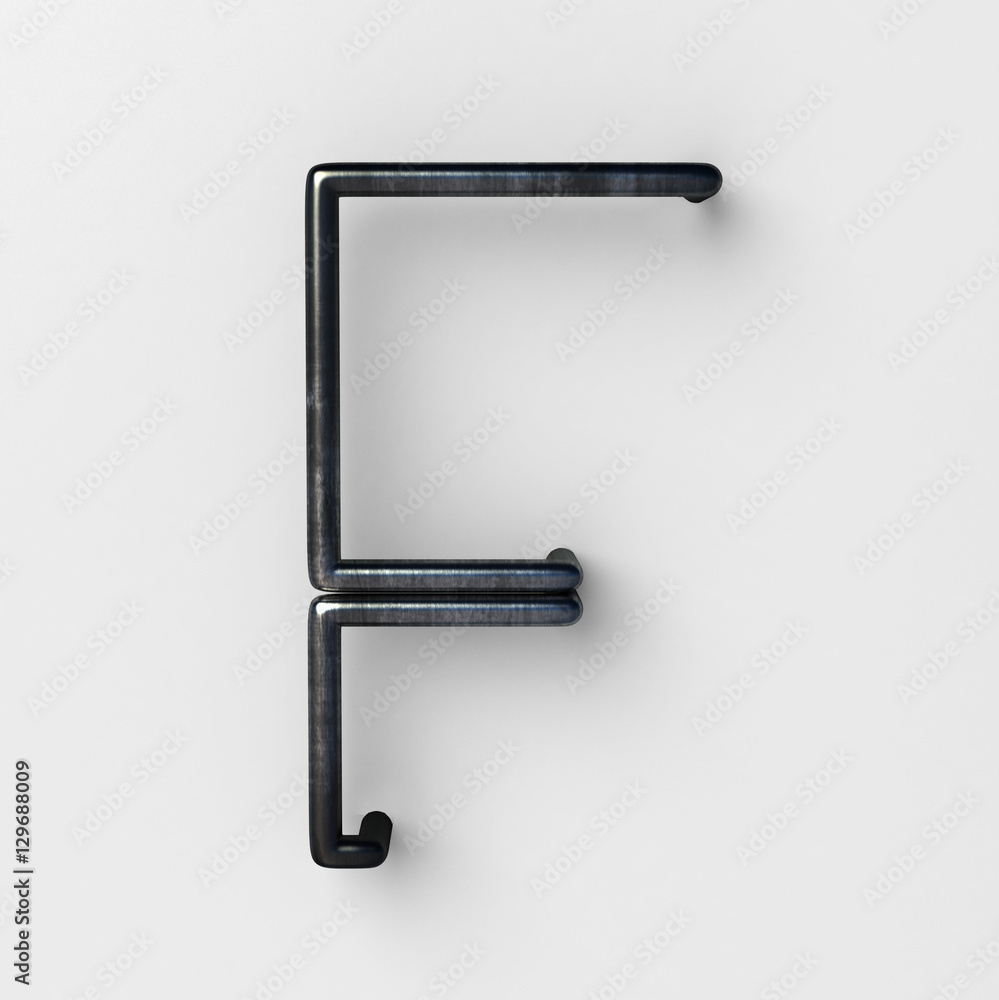 Aufkleber 3d realistic wire font with shiny reflection and soft shadows. letter f. 3d rendering isolated.