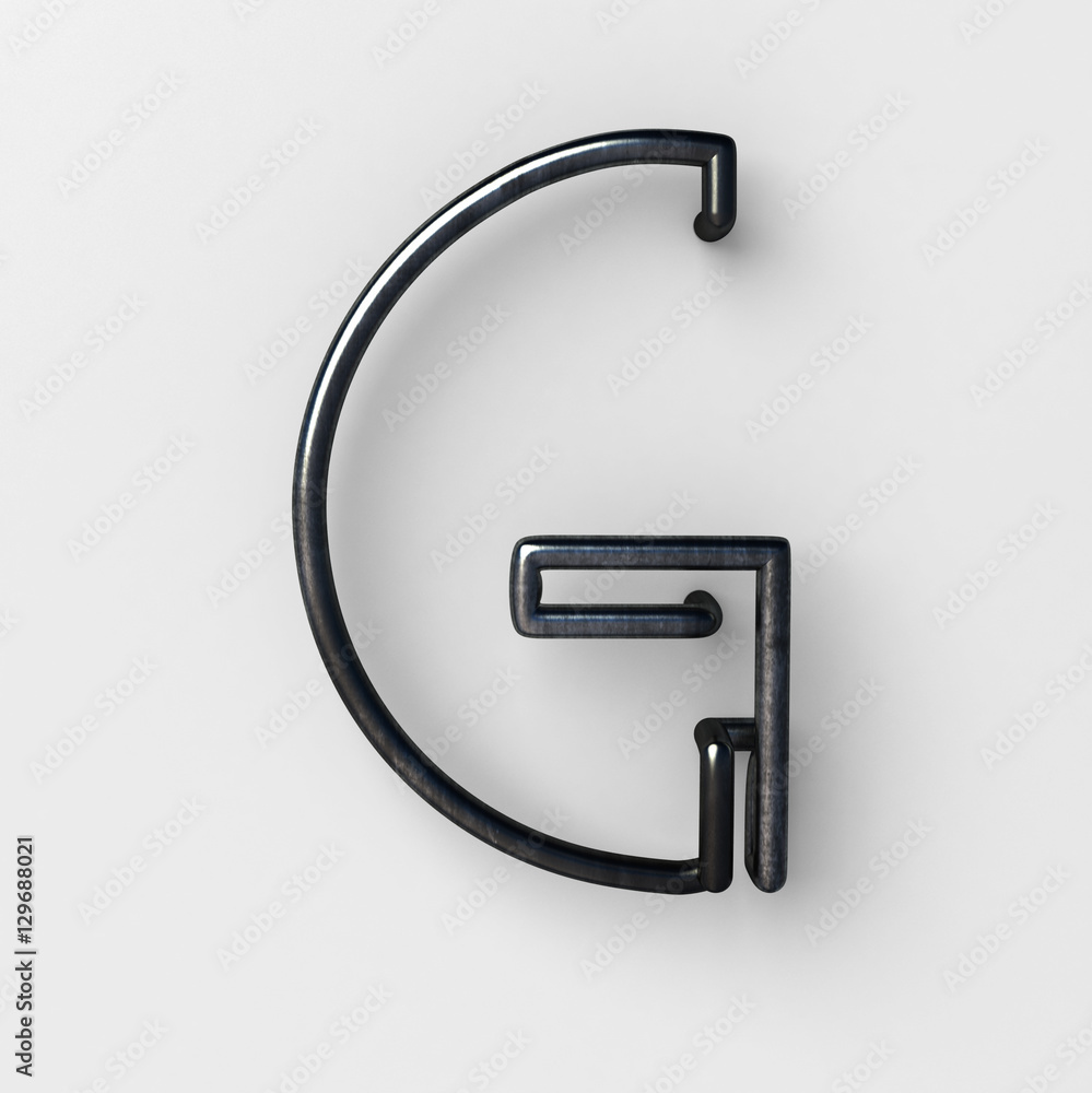 Aufkleber 3d realistic wire font with shiny reflection and soft shadows. letter g. 3d rendering isolated.