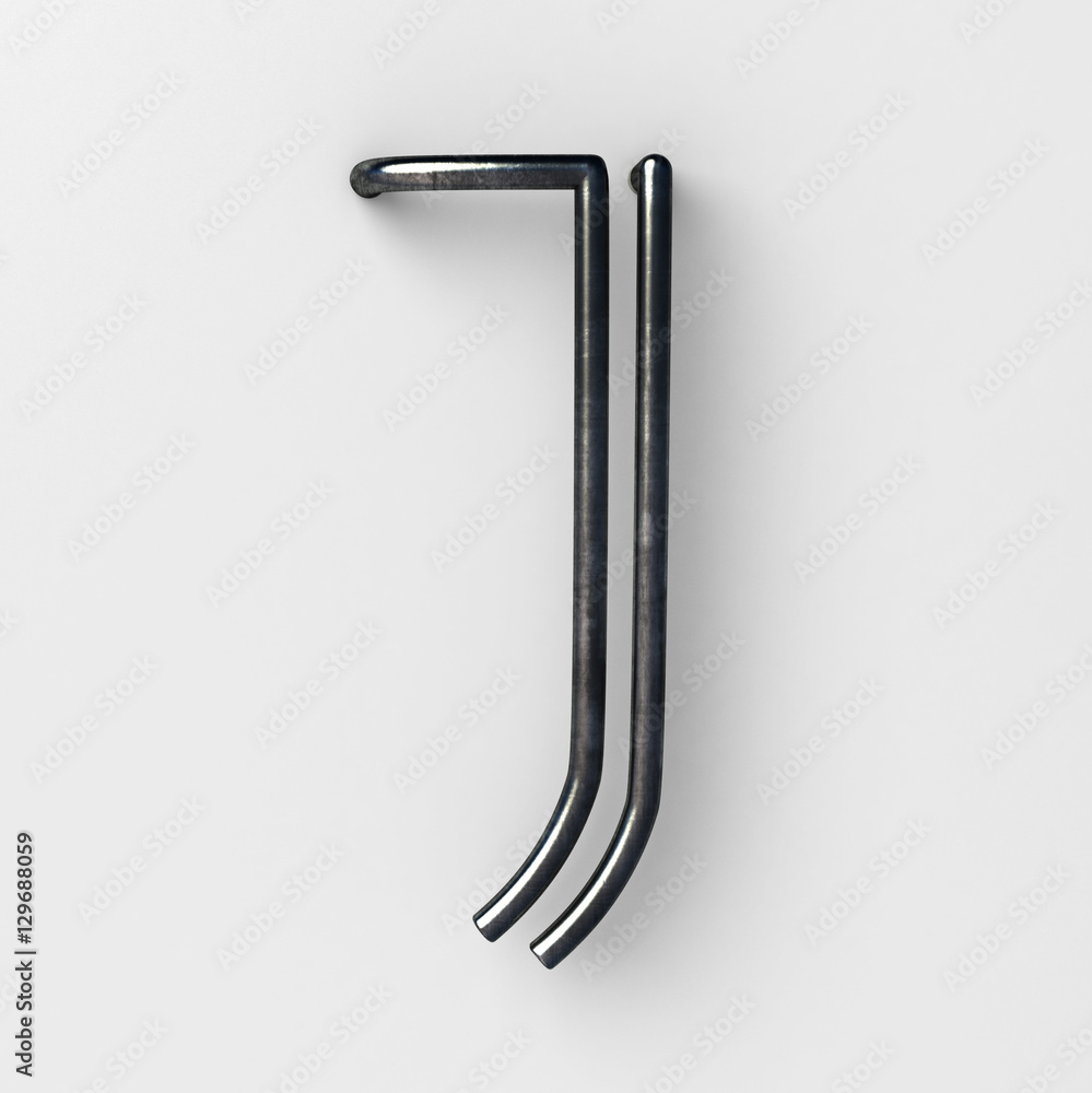 Aufkleber 3d realistic wire font with shiny reflection and soft shadows. letter j. 3d rendering isolated.