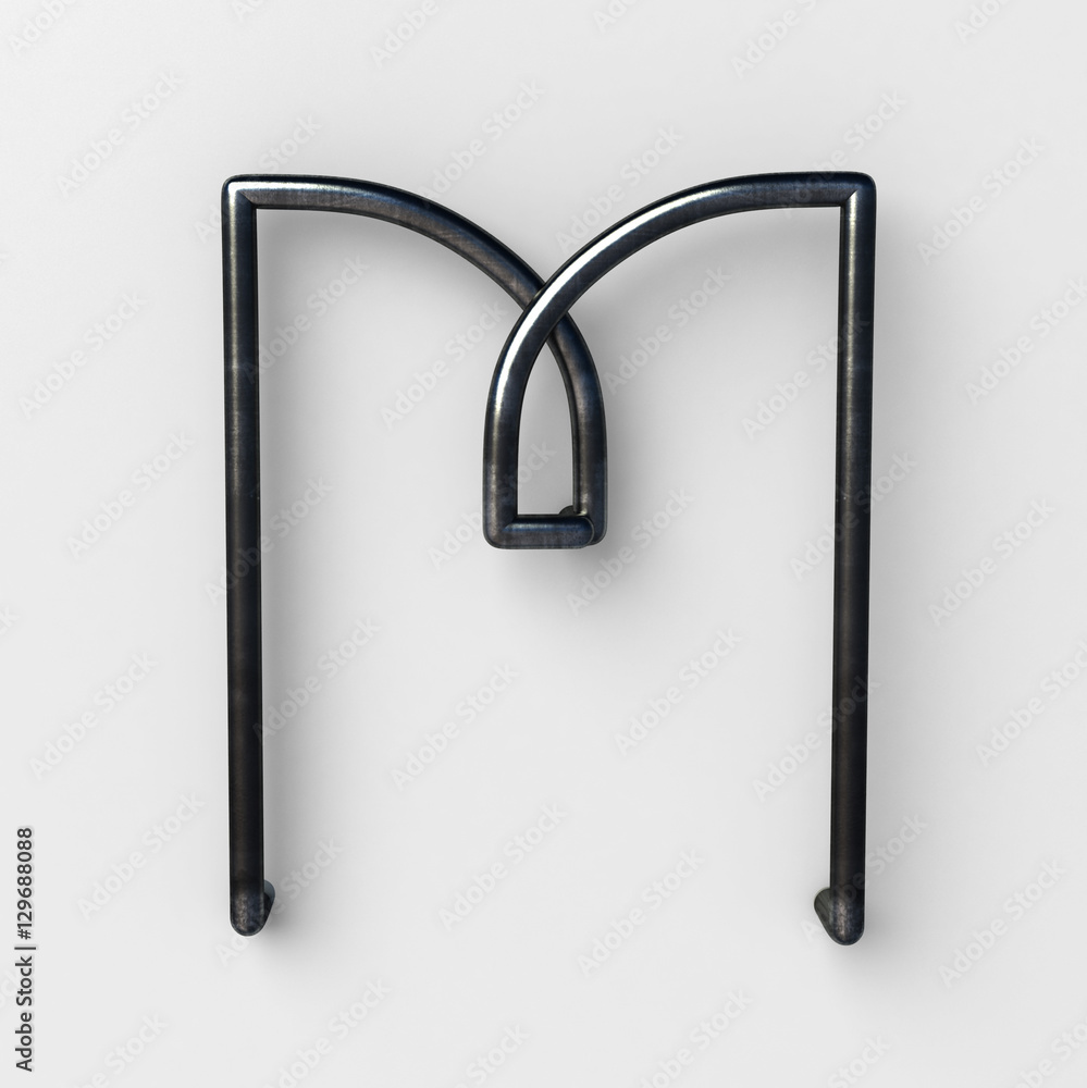 Aufkleber 3d realistic wire font with shiny reflection and soft shadows. letter m. 3d rendering isolated.