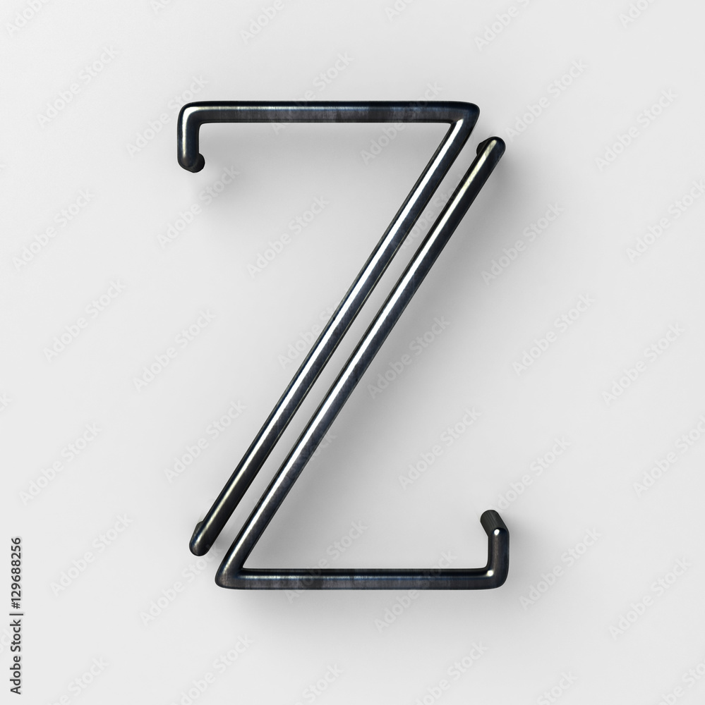 Aufkleber 3d realistic wire font with shiny reflection and soft shadows. letter z. 3d rendering isolated.