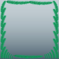 Frame of coniferous branches. Background with evergreen trees. B