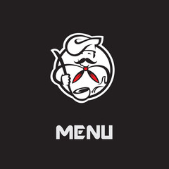 Obraz premium menu design with whiskered cook in a scarf