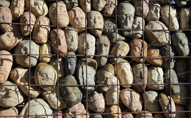 lots of stones in a cage