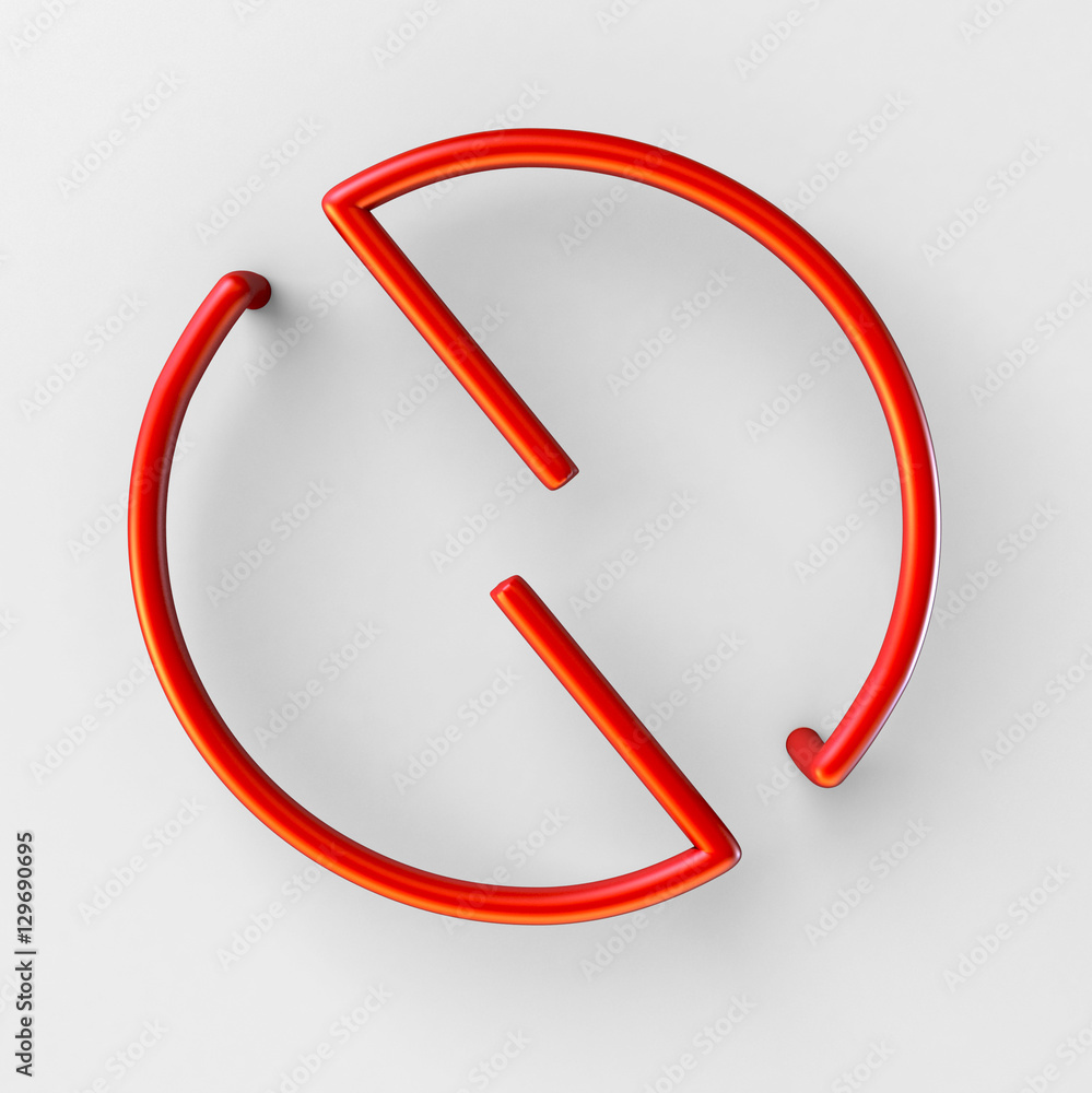 Poster 3d realistic red wire font with soft shadows. number 0. 3d rendering isolated on bright background.