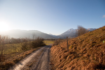 Wanderweg in der Abendsonne, Alpen