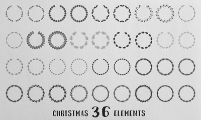 Obraz premium Wieńce Wektor Kolekcja Laury, Elementy Kwiatowe