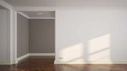 Fototapeta premium Leeres Whonzimmer mit Parkett