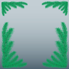 Fototapeta na wymiar Frame of coniferous branches. Background with evergreen trees. B