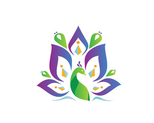 Obraz premium Modern Bird Logo - Glowing Elegant Peacock