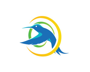 Modern Bird Logo - Hummingbird Wave