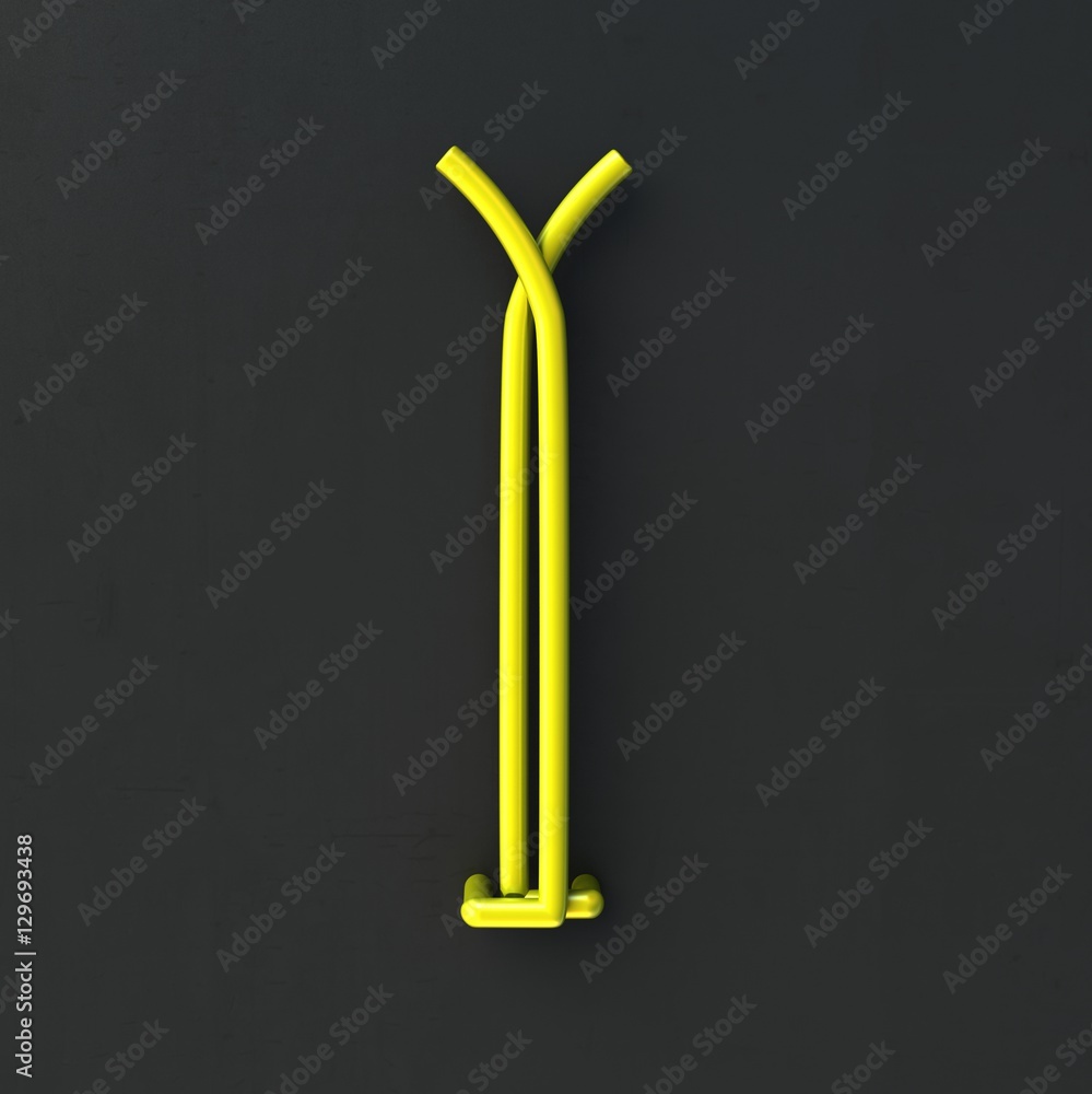 Poster 3d glowing wire neon font with soft shadows on dark background. letter i. 3d rendering isolated.