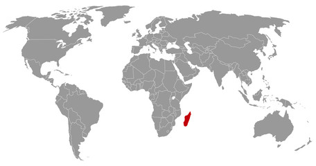 Fototapeta na wymiar Madagaskar auf der Weltkarte