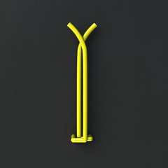 3d glowing Wire Neon Font with soft shadows on dark background. Letter I. 3d rendering isolated.