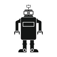 Funny vector robot in black flat silhouette style