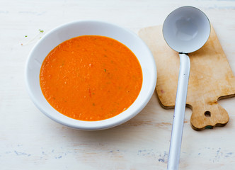 Tomato soup in a bowl
