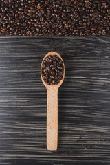 Coffee Beans in wooden spoon