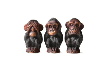 Foto auf Leinwand Three monkeys, Hear No Evil, See No Evil, Speak No Evil! © easyasaofficial