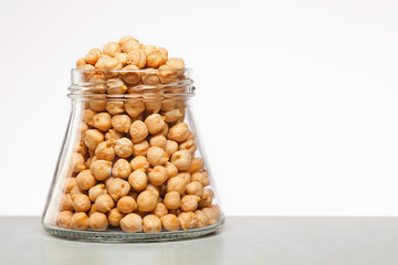 dried chickpea in glass jar