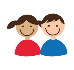 cute little couple isolated icon vector illustration design