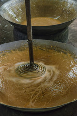 The coconut sugar traditional Thailand. Soft-focus image