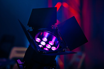 Stage light source close up, colorful source light