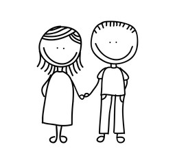 cute little couple isolated icon vector illustration design