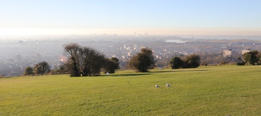 The city of portsmouth viewed from portsdown hill north of the city, 2016