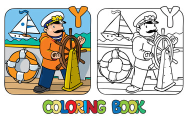 Yachtsman coloring book. Profession ABC Alphabet Y