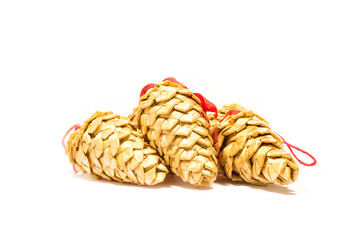 Christmas decoration of straws on white background