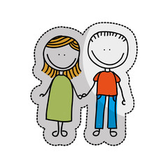 cute little couple isolated icon vector illustration design