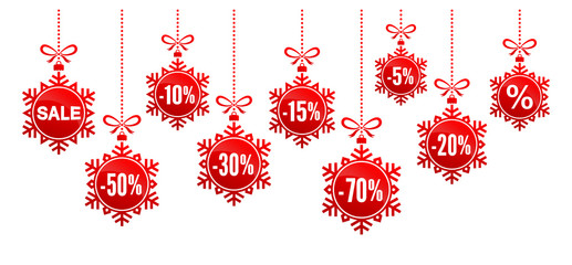 Christmas snowflakes discount - obrazy, fototapety, plakaty