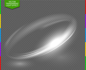 Circular lens flare transparent light effect. Abstract galaxy ellipse border. Luxury shining rotational glow line. Power energy element glowing ring trace. Round shiny frame. Vector circle magic trail © iaroslavka