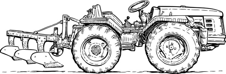 sketch of agricultural tractor © asmakar
